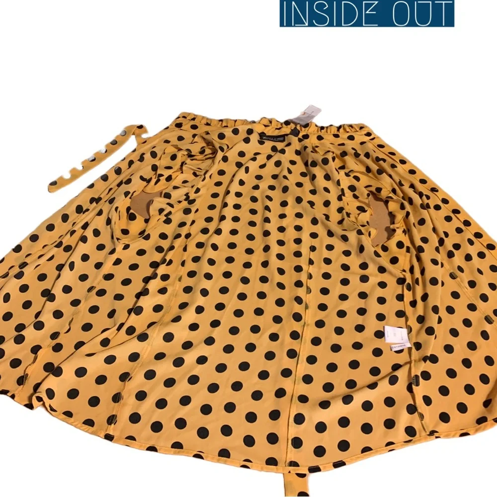 NEW YORK & COMPANY 7TH AVENUE DESIGN YELLOW & BLACK POLKA-DOT BLOUSE NWT (L) - Picture 8 of 12